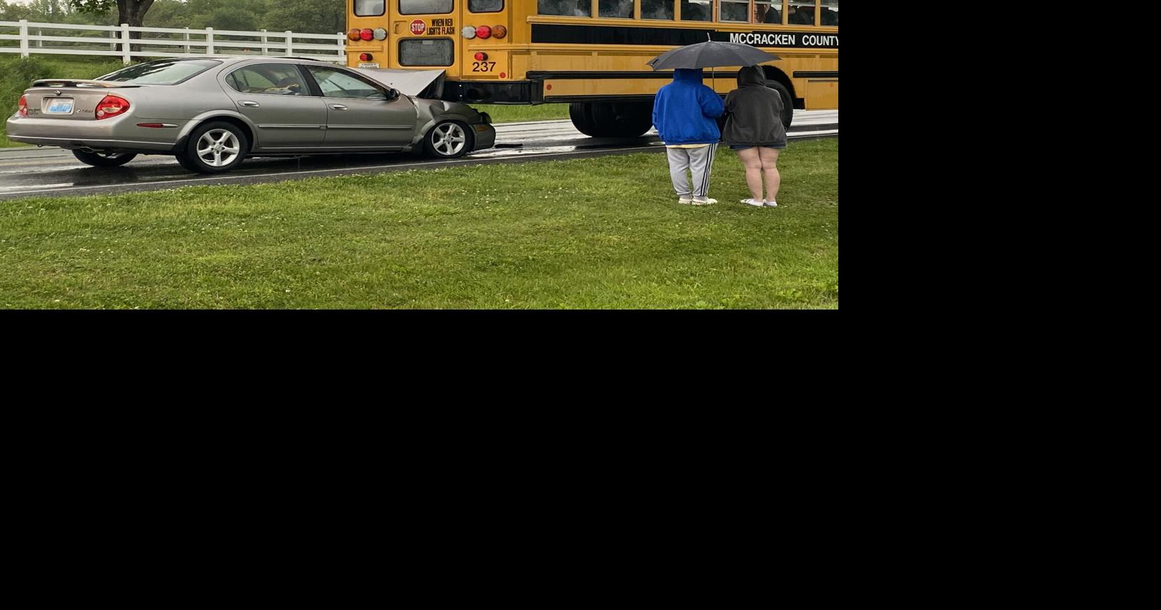 Slick roads lead to crash involving car, school bus in McCracken County