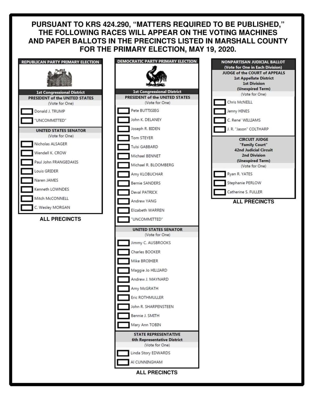 Marshall County sample ballot WPSD Local 6