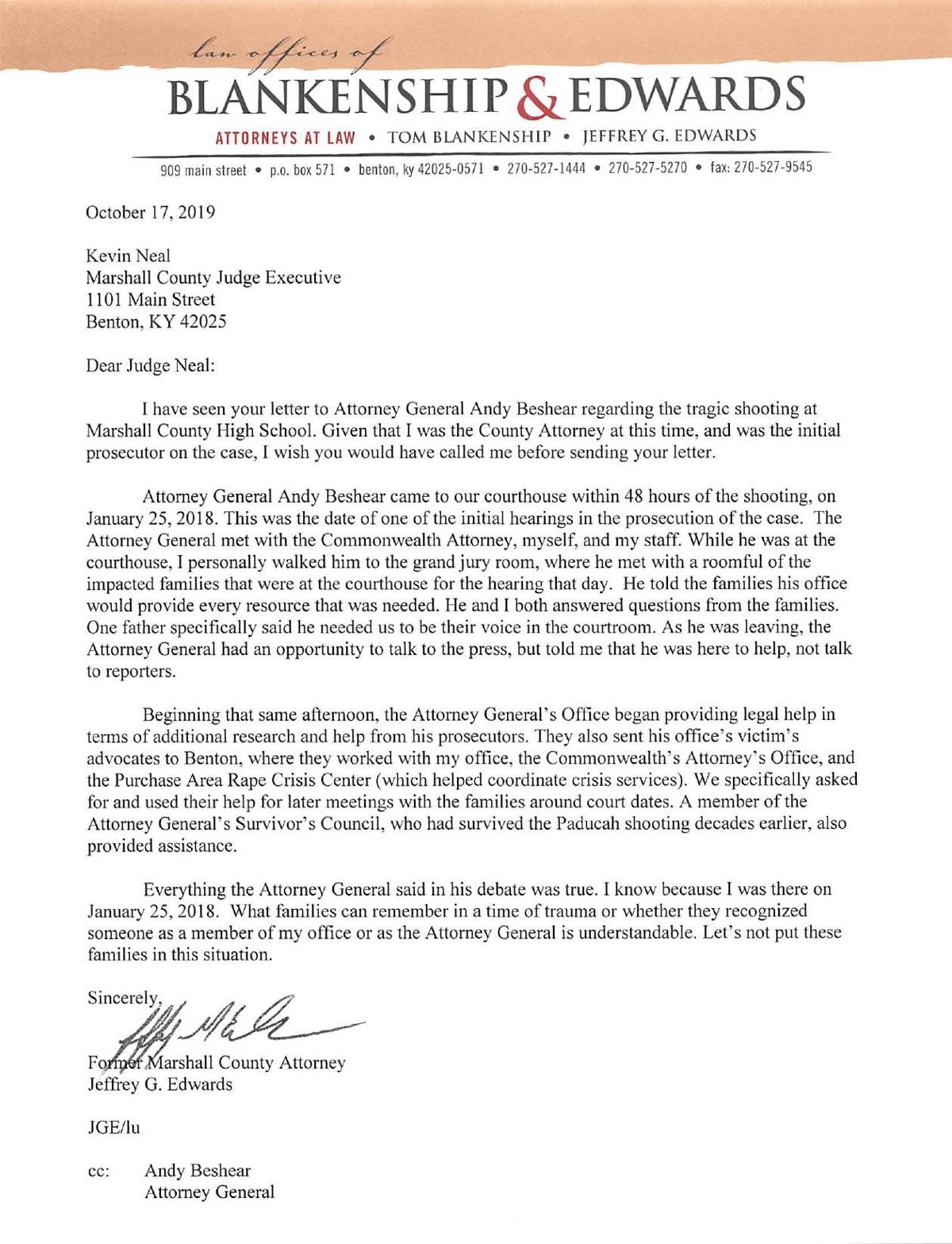former county attorney jeff edwards letter to judge sample letter to judge