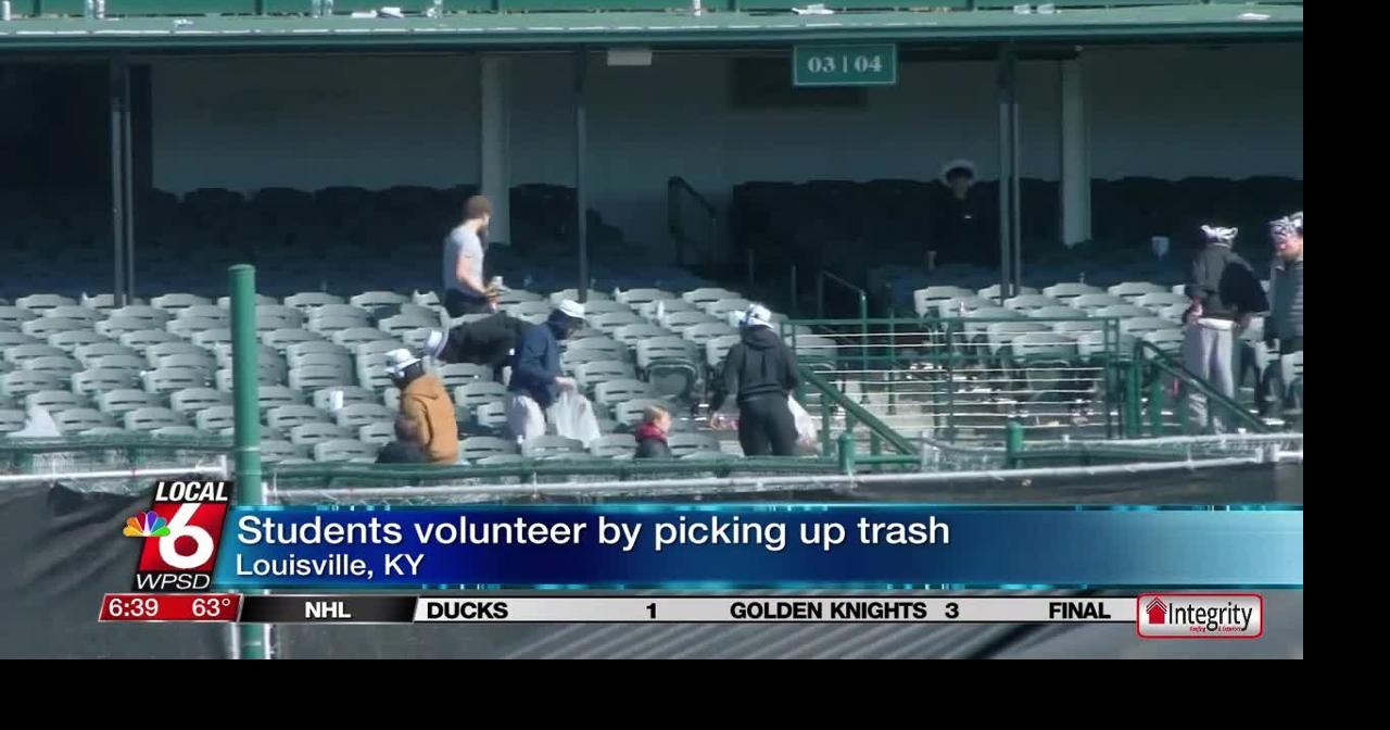 Students volunteer to pick up trash following Kentucky Derby
