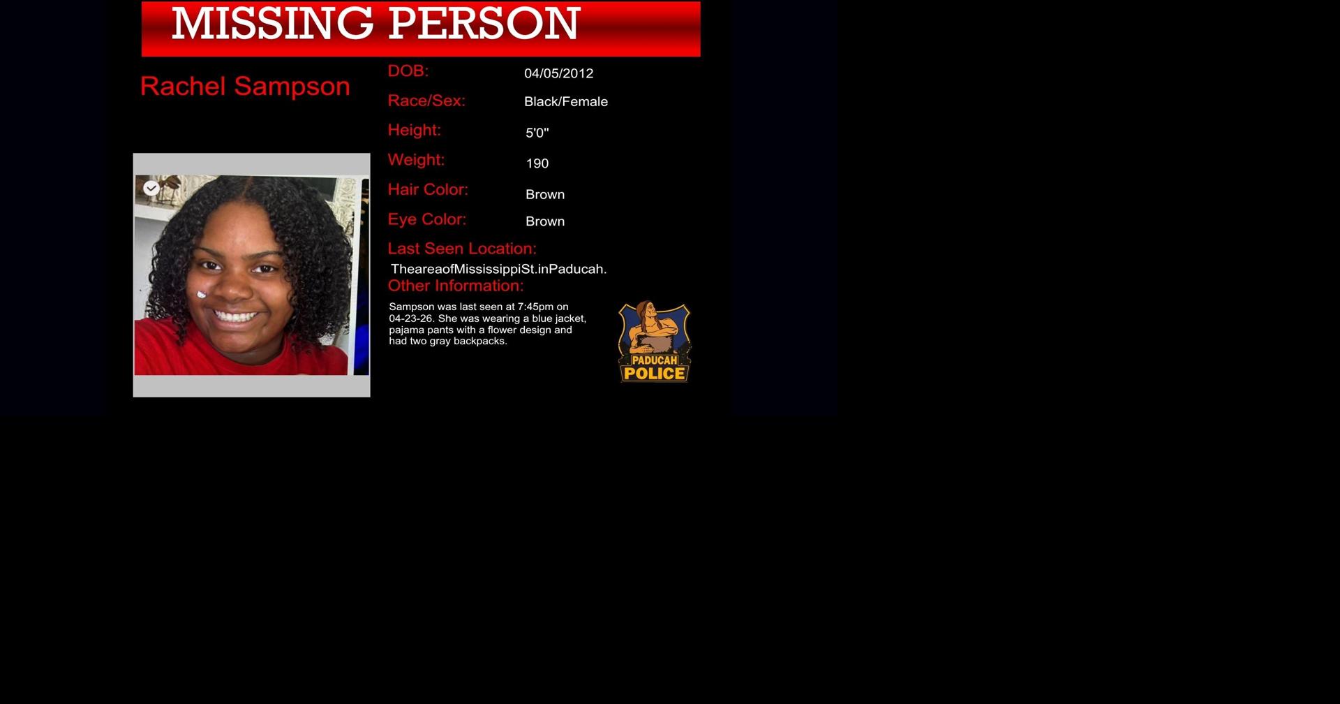 Paducah PD: Rachel Sampson returned home in good health