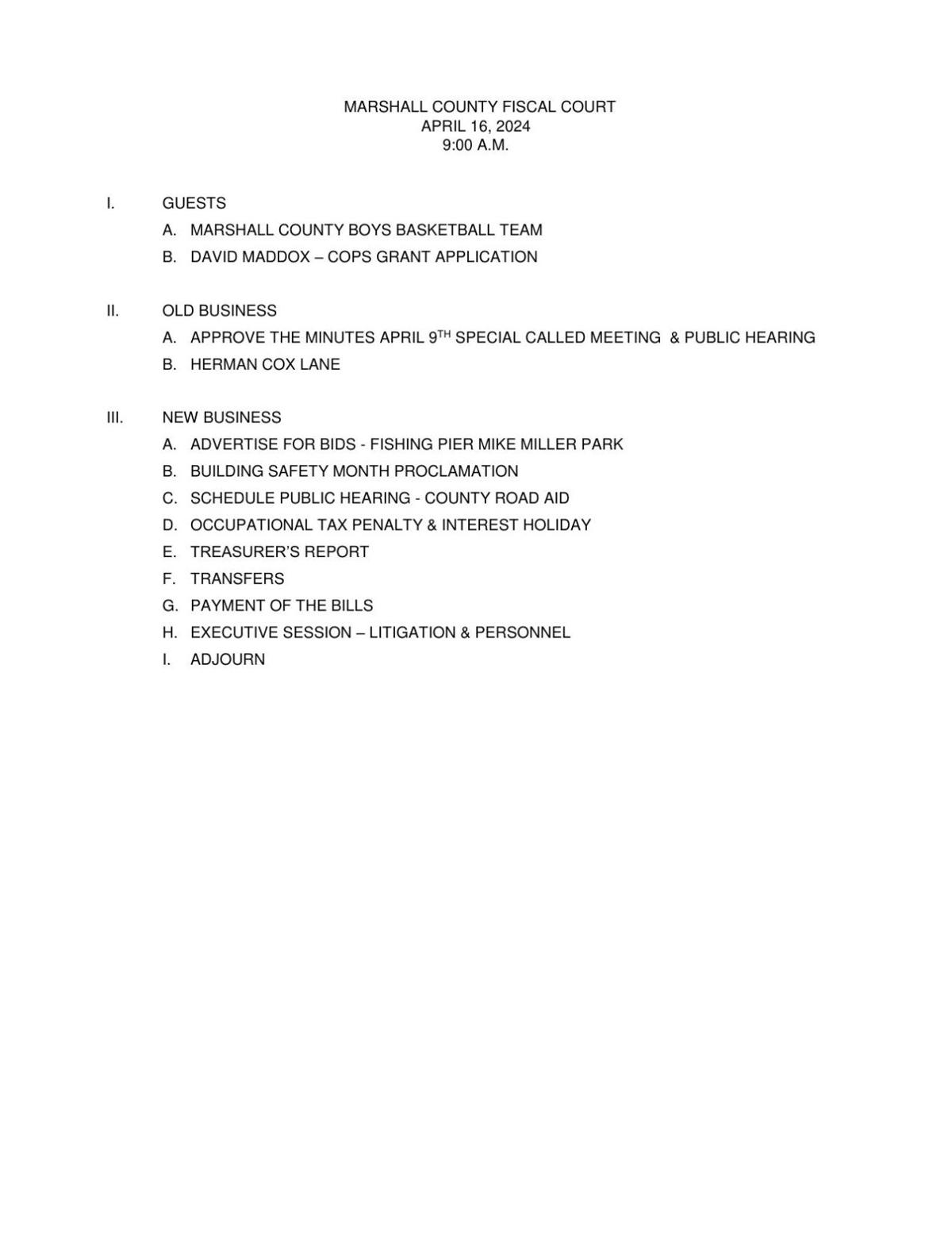 Marshall County Fiscal Court to hold Tuesday meeting News WPSD Local 6