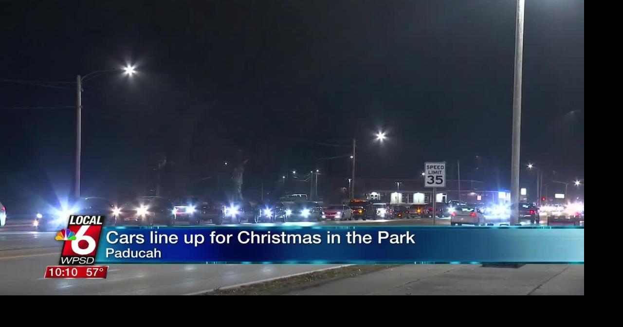 Cars lined up for Christmas in the Park