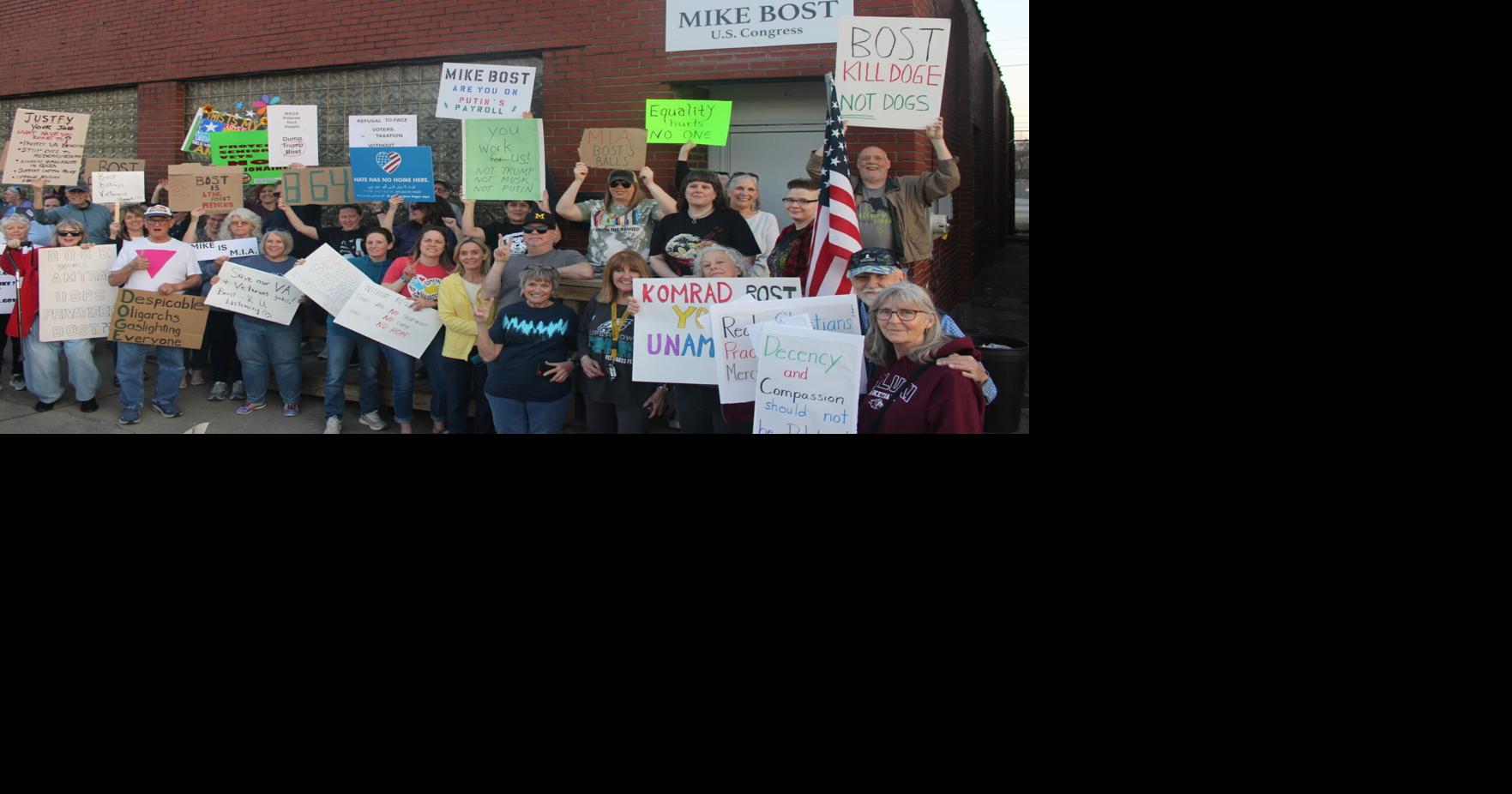 "We Know That the Protestors Are Paid. There's Not a Question." Mike Bost's Evidence: Expensive Signs.