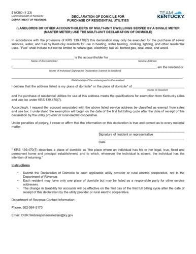 Utility companies ask Kentucky customers to fill out exemption form to