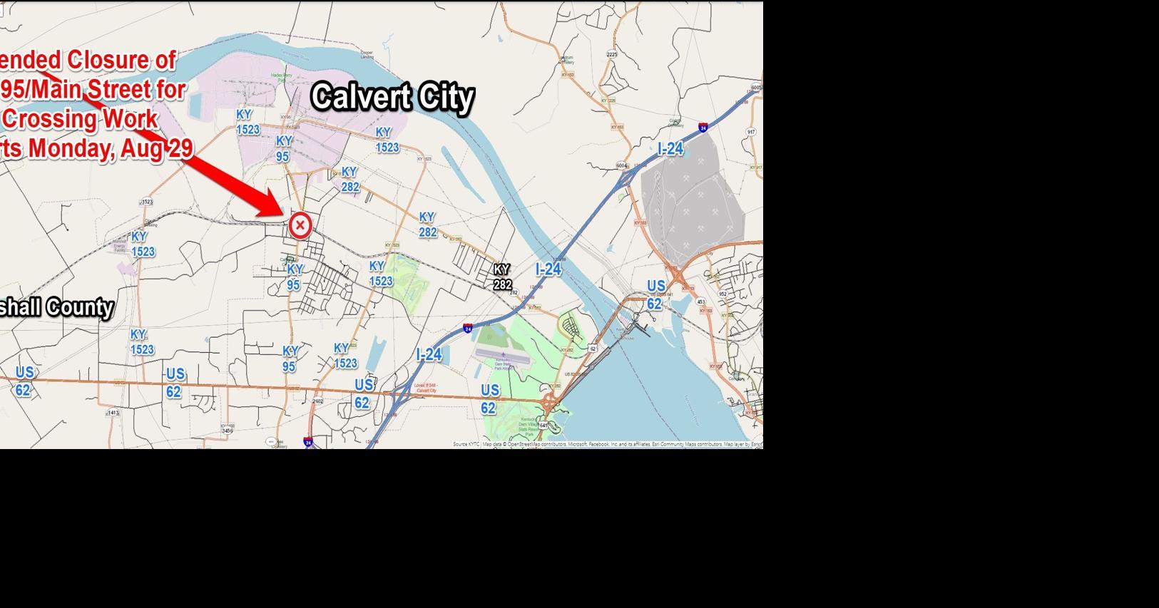 Extended closure planned for Main Street in Calvert City for railroad