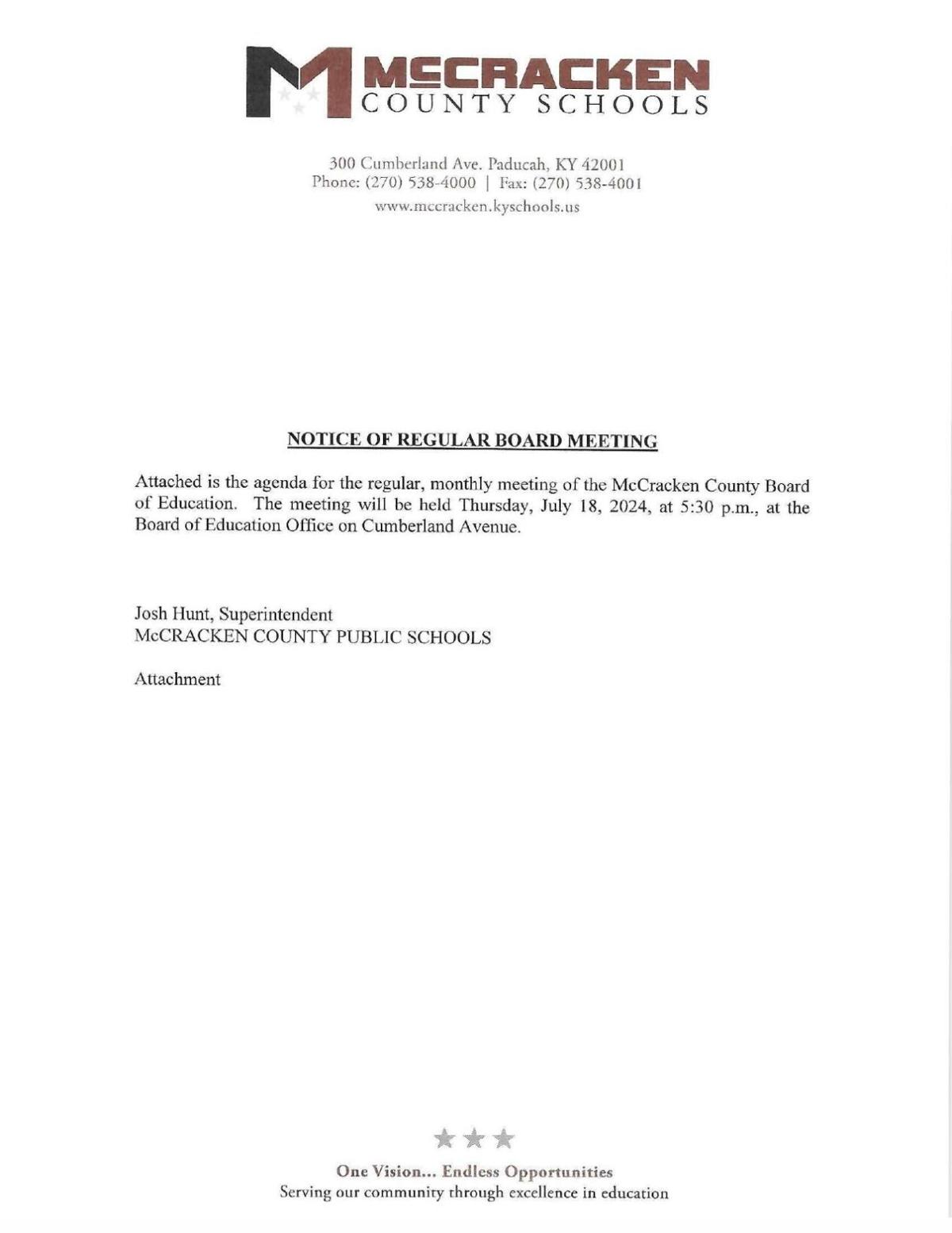 McCracken County Board of Education to hold Thursday meeting News WPSD Local 6