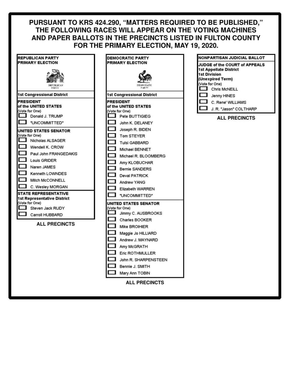 Graves County Sample Ballot WPSD Local 6