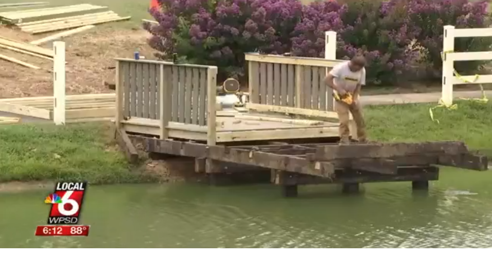 Construction is underway on a pier at a local rehabilitation/nursing