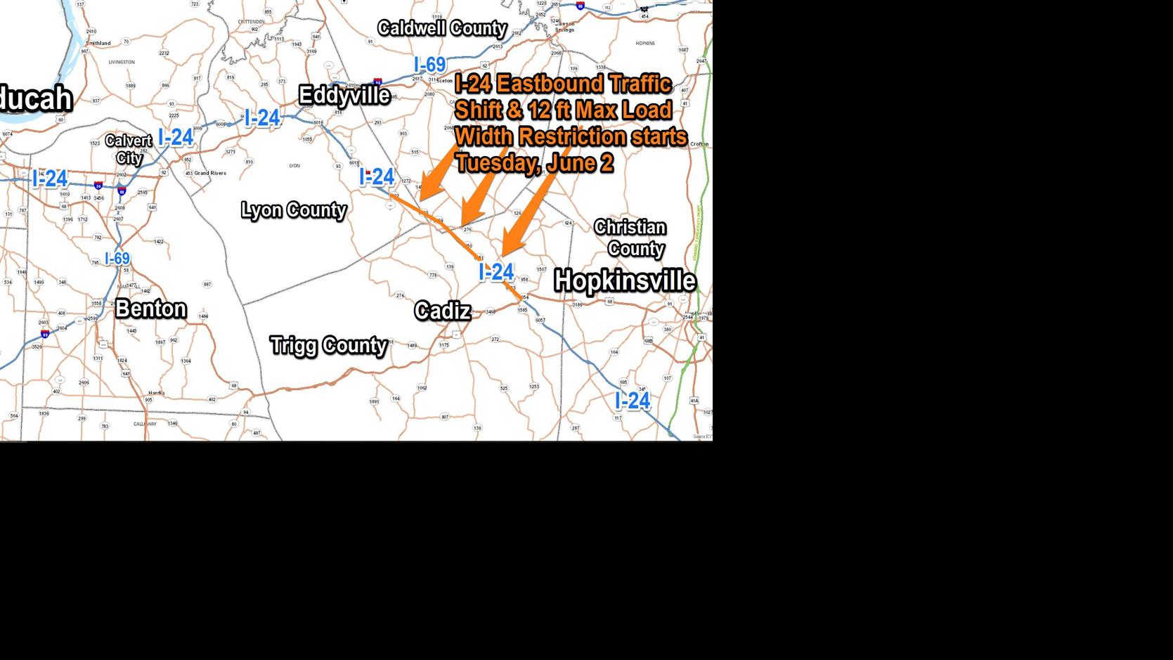 Eastbound traffic shift along I24 in Kentucky News WPSD Local 6