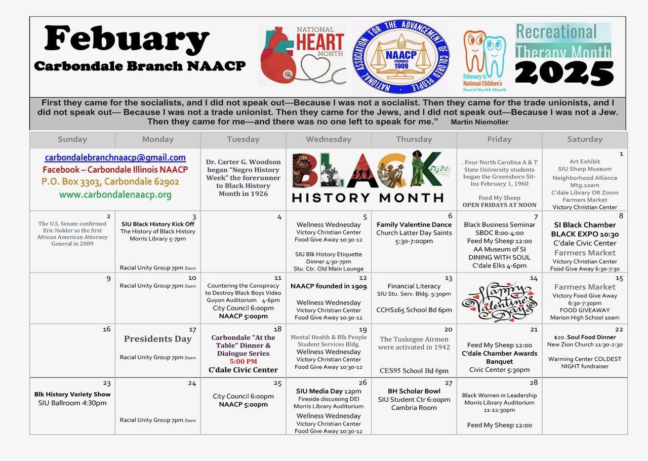 Carbondale NAACP releases February 2025 calendar Community WPSD Local 6