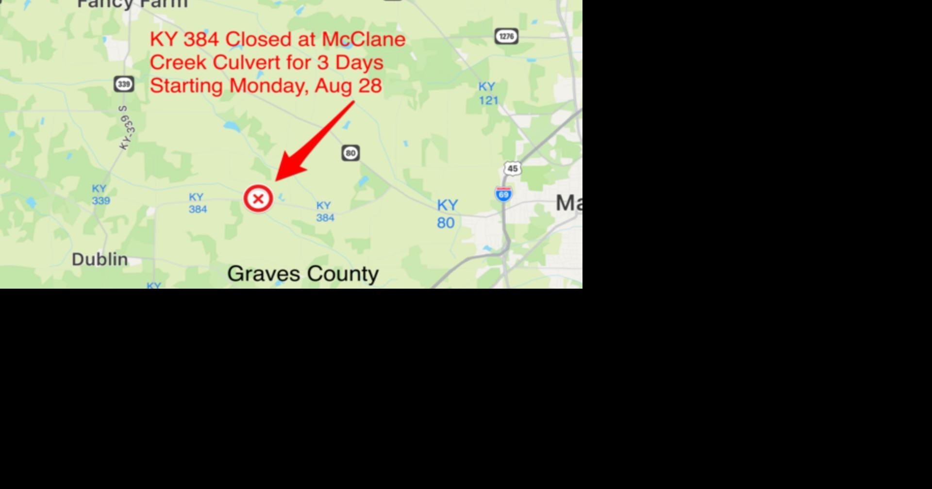 KY 384 in Graves County set to close on Monday, August 28 | News | WPSD ...
