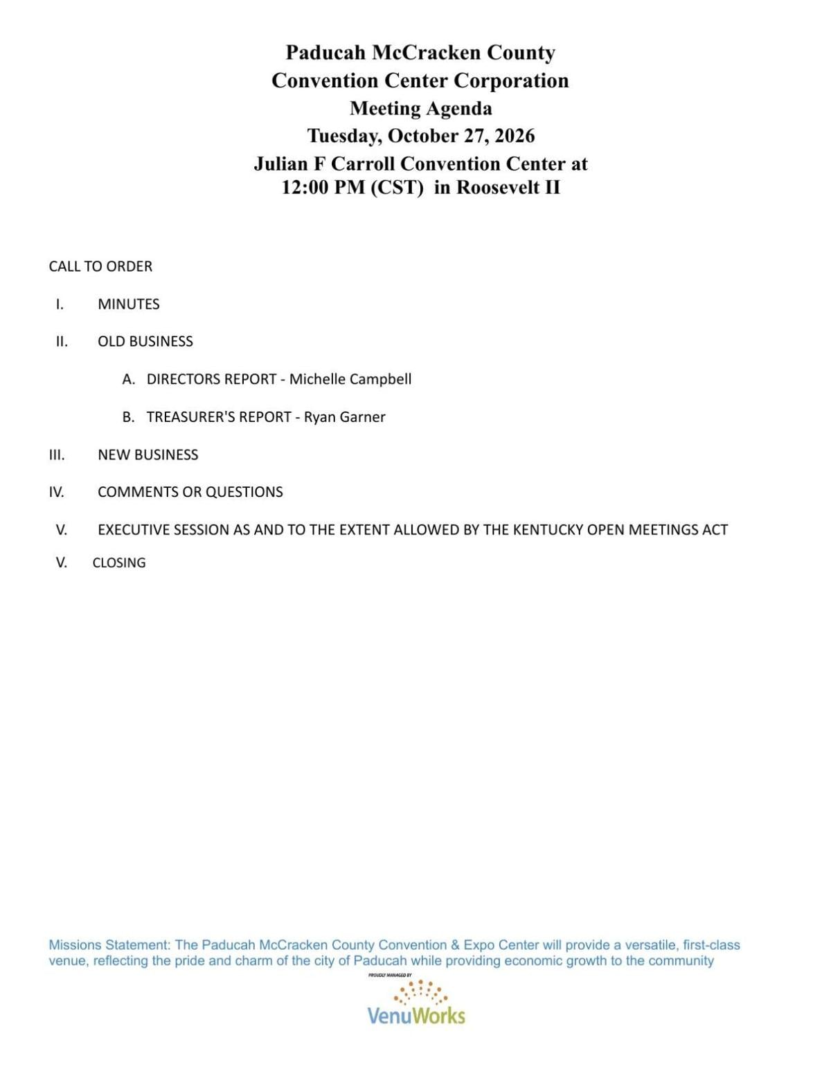 Paducah McCracken County Convention Center Corporation to hold Tuesday ...