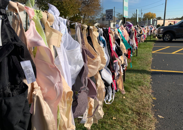 800 bras hanging outside iHeartMedia in Eau Claire, Archive