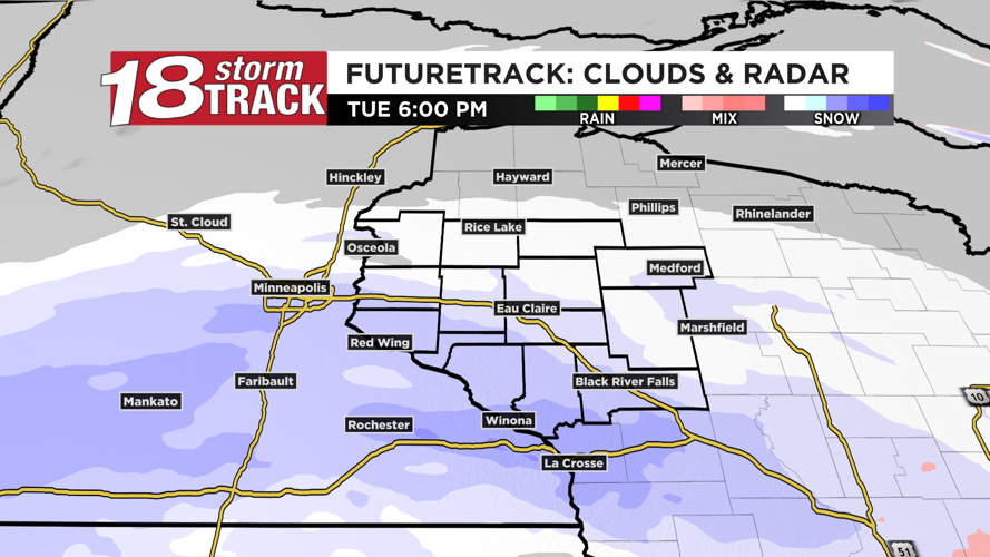 A cloudy and mild Monday ahead; couple chances for snow in the forecast ...