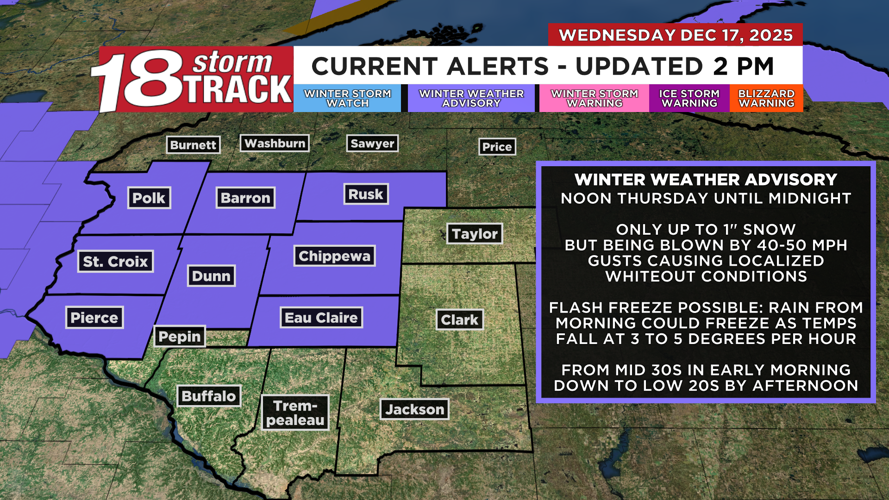 Slick roads possible Thursday from a flash freeze followed by blowing ...