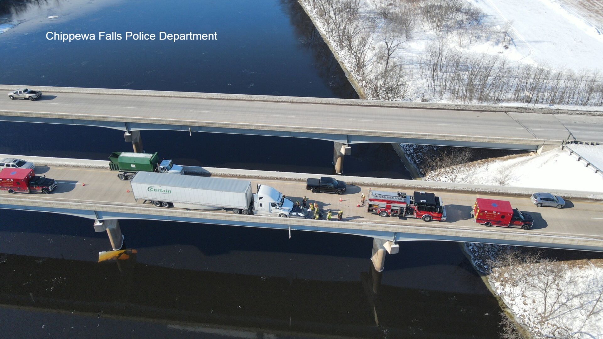 One hurt in crash with deer semi on Chippewa River bridge News