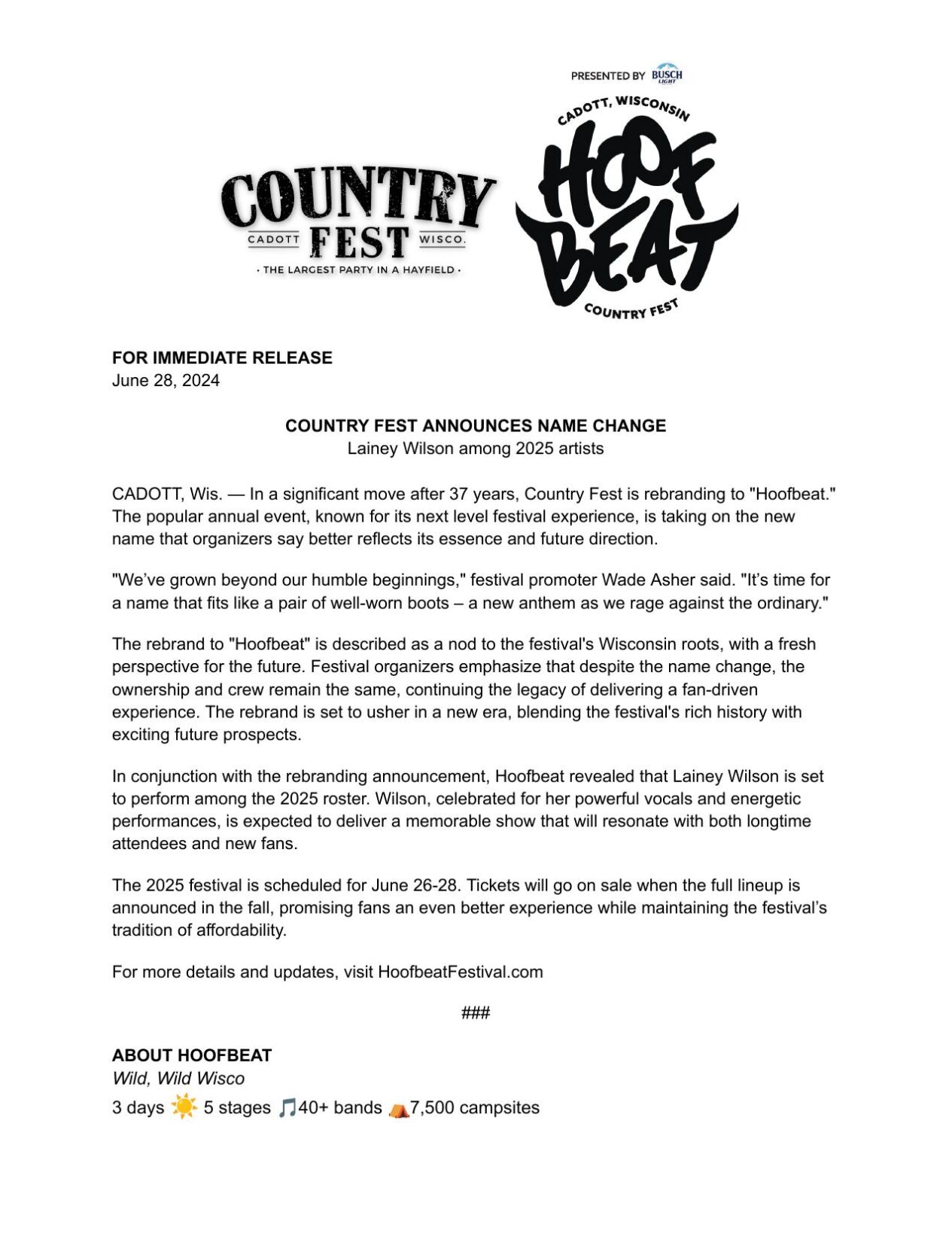 Country Fest announces name change | News | wqow.com