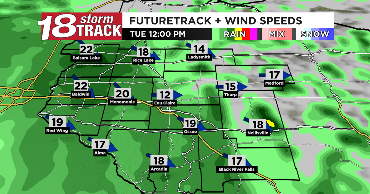 Testtrack Weather A cold, windy and rainy Tuesday ahead | 18 Storm Track Weather | wqow.com