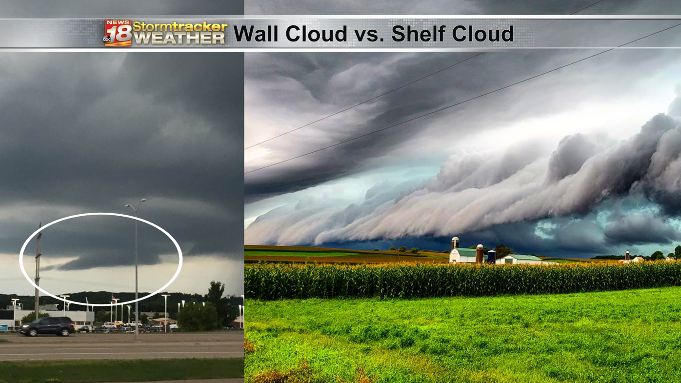 shelf cloud vs wall cloud