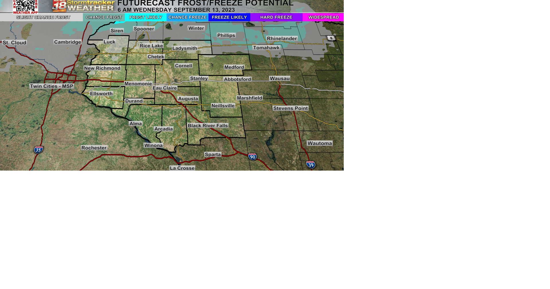 Slight chance for frost near/north of hwy 8 tonight as temps fall to ...