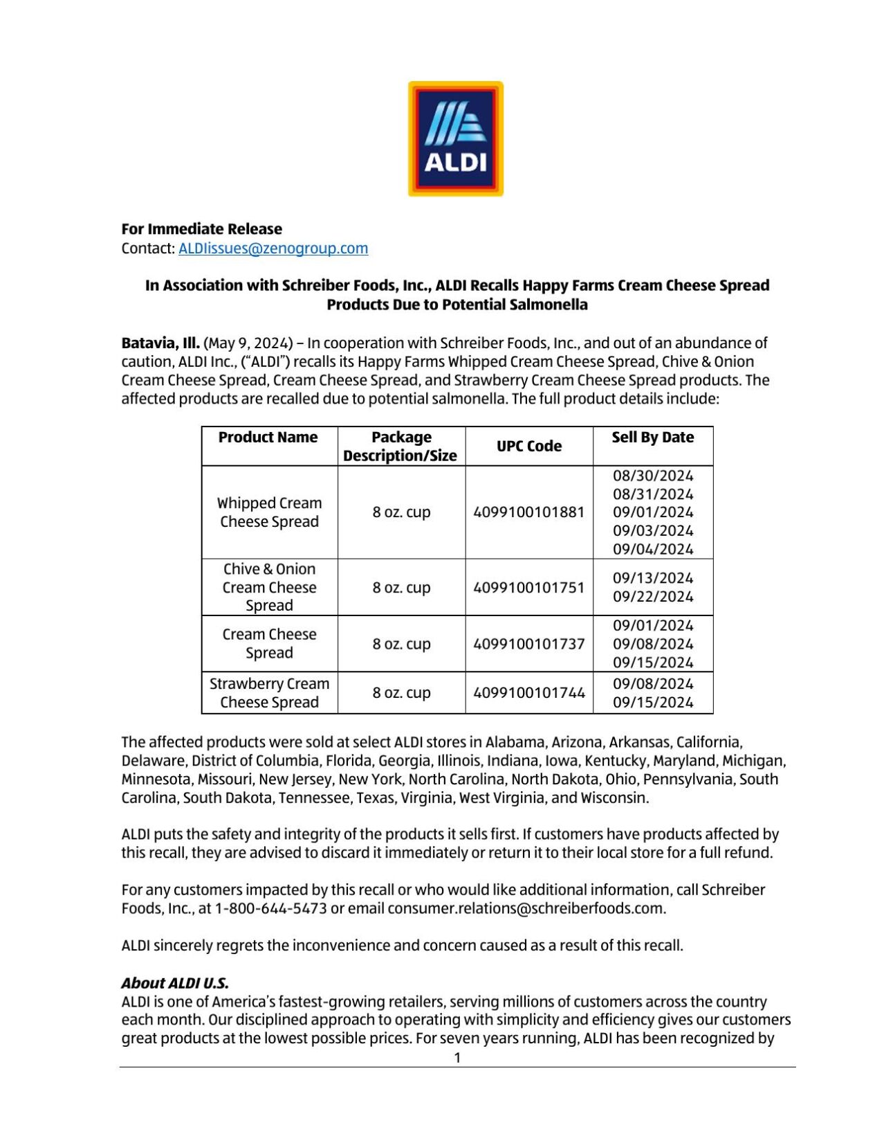 ALDI issues recall on multiple cream cheese flavors News