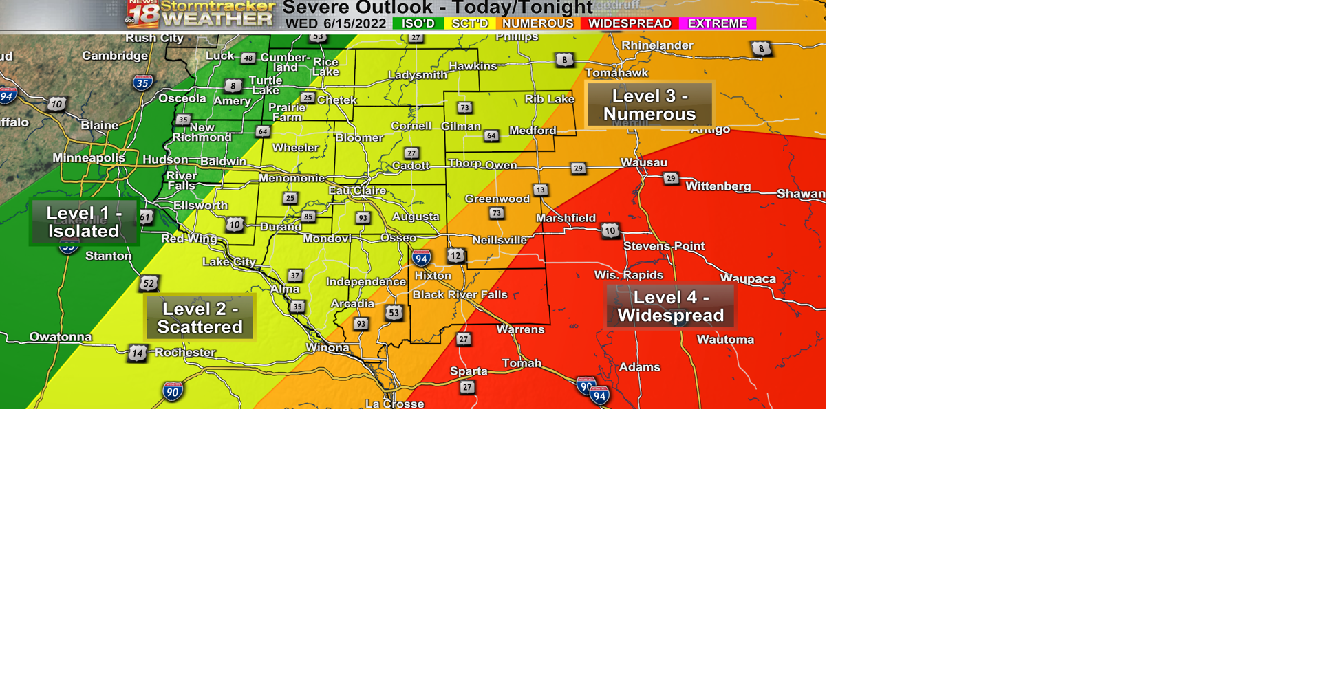 Level 4 Risk: Chippewa Valley remains in level 2 & 3 risk for severe ...