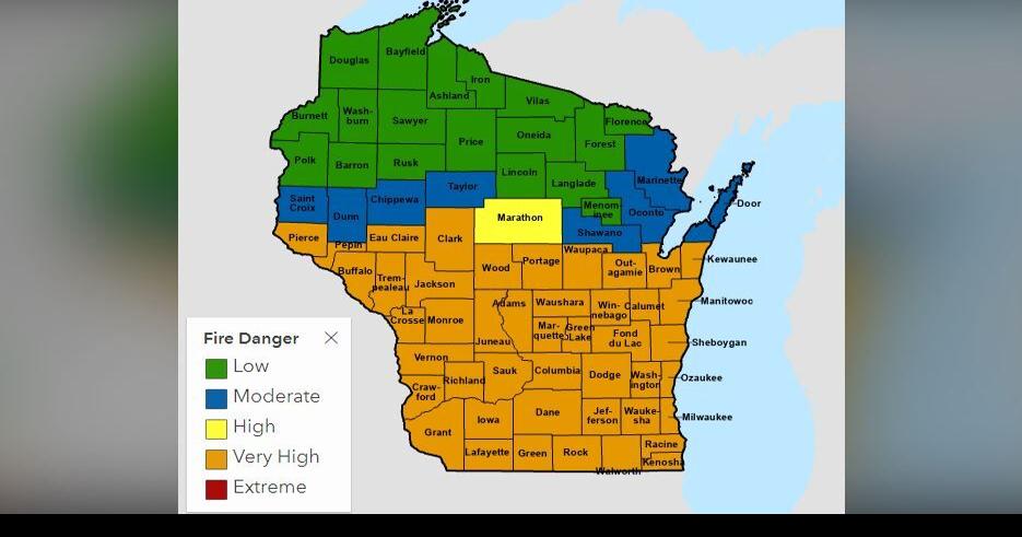 Wildfire risk very high in Eau Claire County, southern half of Wisconsin |  Wisconsin News | wqow.com