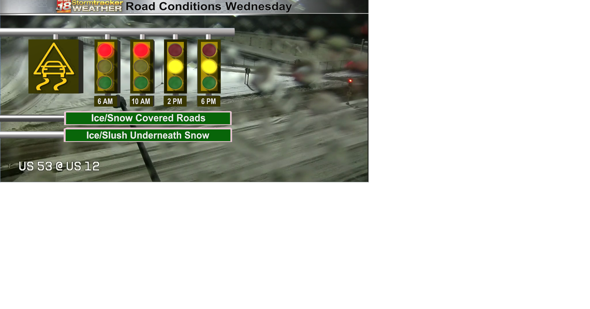 Hazardous road conditions as snow continues to fall Weather