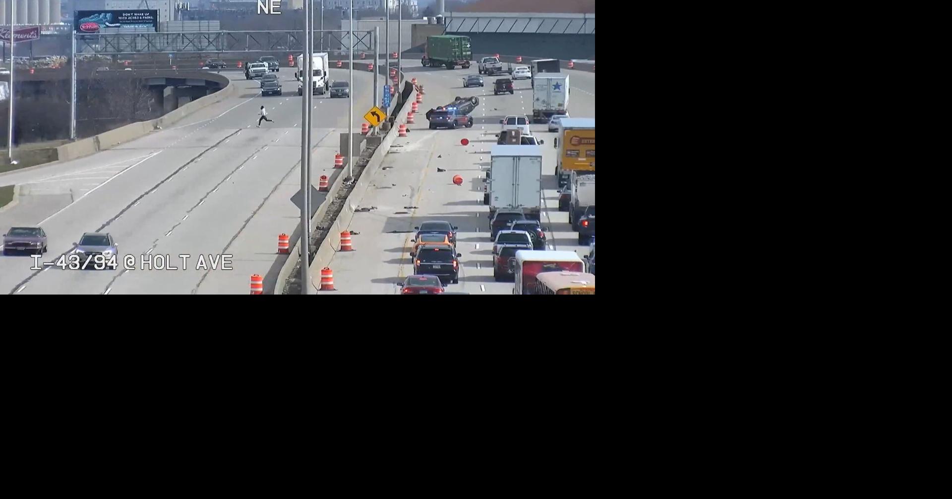 Man runs off after car flips on highway in Milwaukee | Police | wqow.com