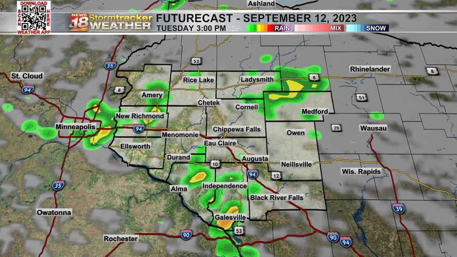Widely scattered light rain chances to begin the week with fall-like ...