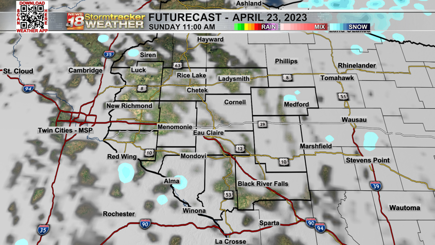 RIVER FLOODING Top 10 crest forecast for Chippewa River at Eau Claire as scattered snow