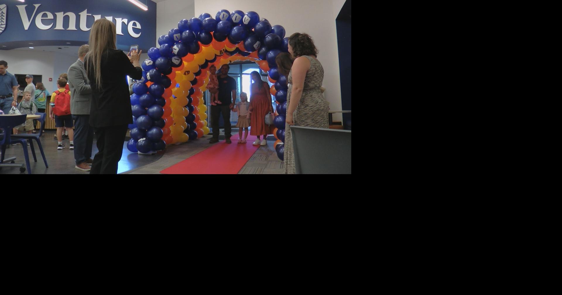 Venture Academy celebrates first day with balloon arch welcome