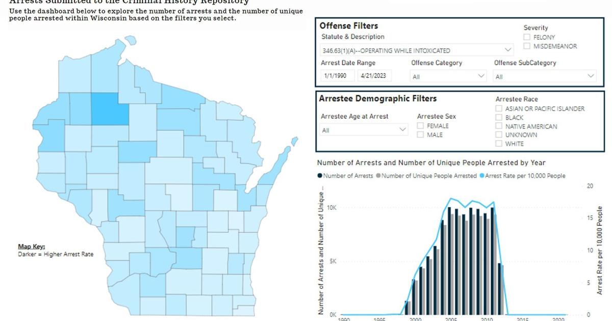 Wisconsin Jails Map Wisconsin DOJ releases new dashboard that tracks arrests across the ...