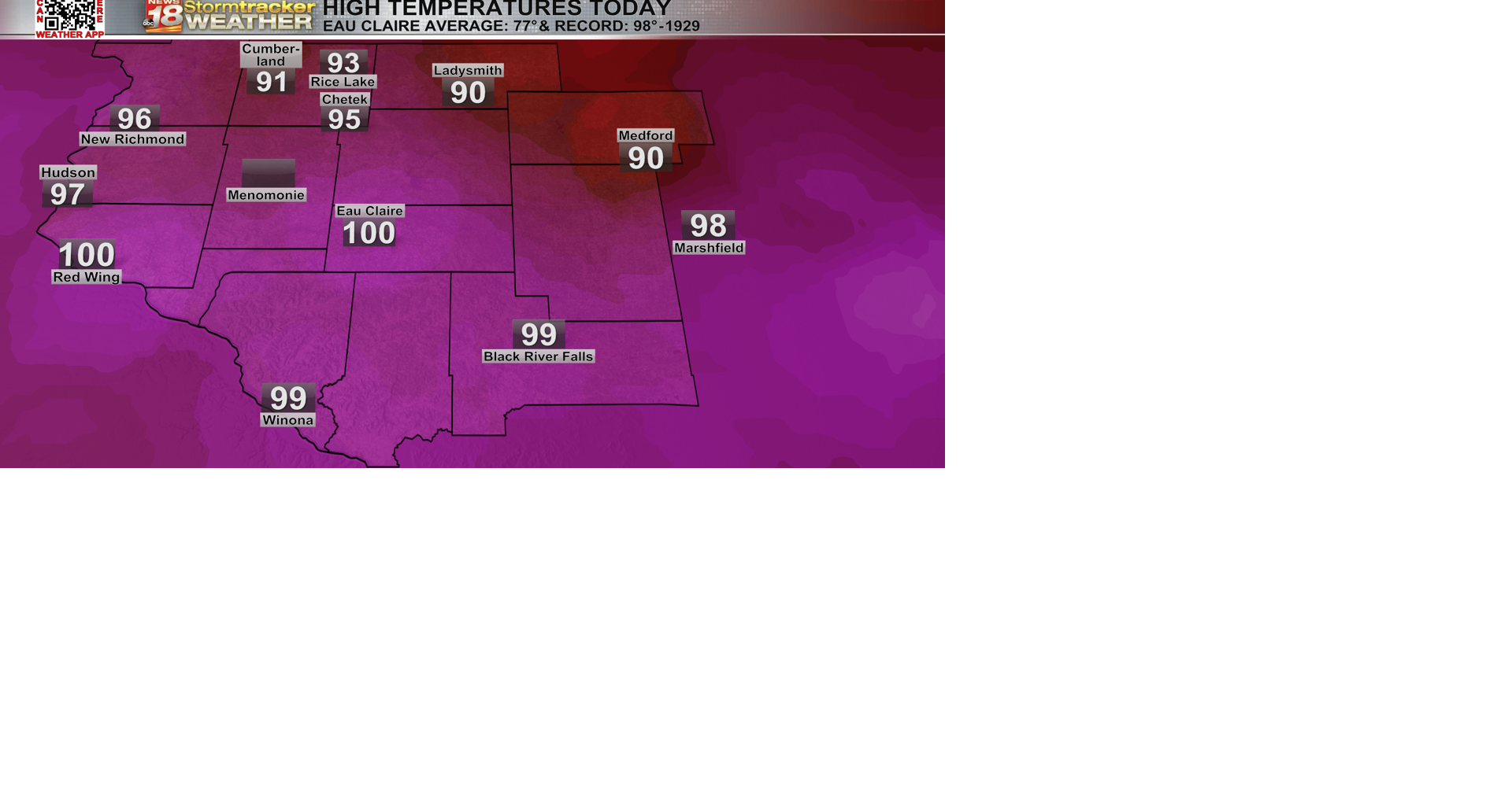 Record high temperature today with another shot of breaking a high temp
