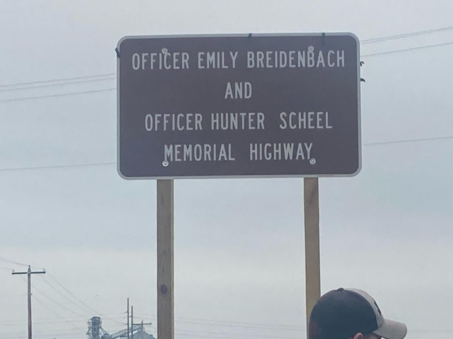 Highway dedicated to fallen officers Hunter Scheel and Emily ...