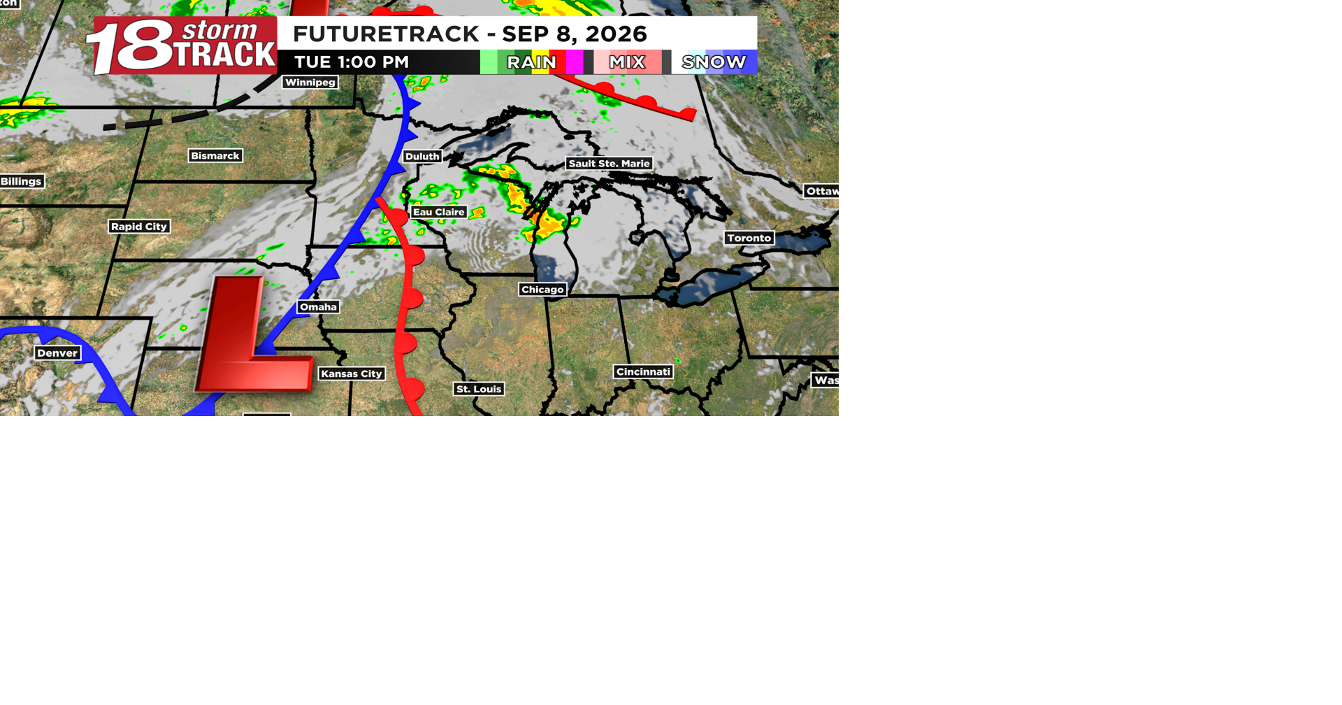 Rain showers and isolated thunderstorms expected today before drier weather return for the rest of the week