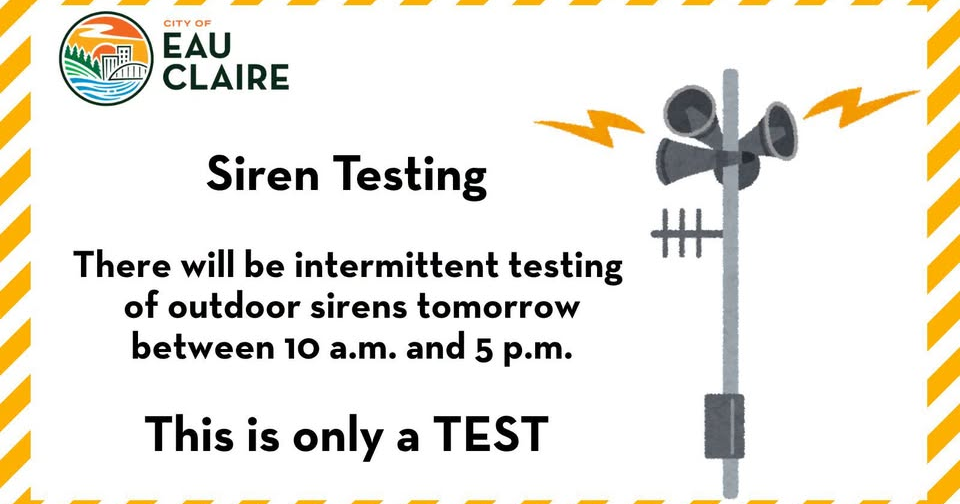 Don't be alarmed: Eau Claire conducting outdoor warning siren tests Friday