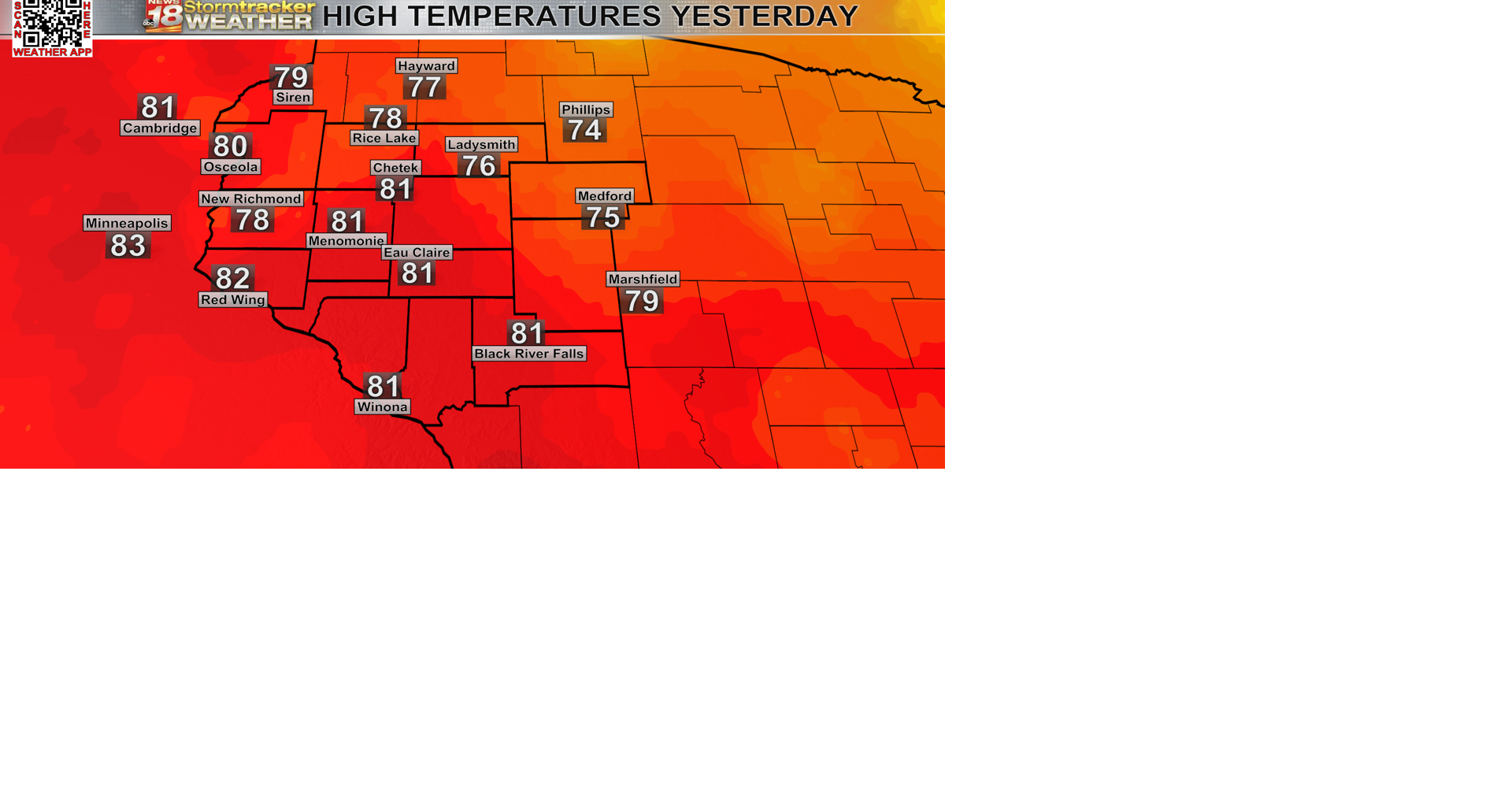 Yesterday High Temperatures.png | | wqow.com