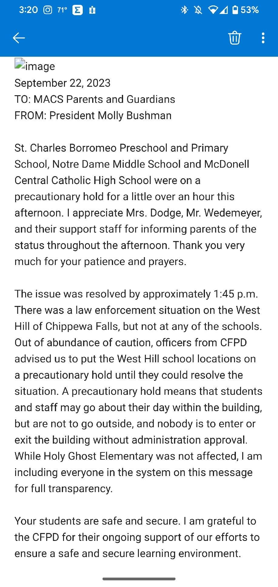 Students safe after schools in Chippewa Falls go on precautionary