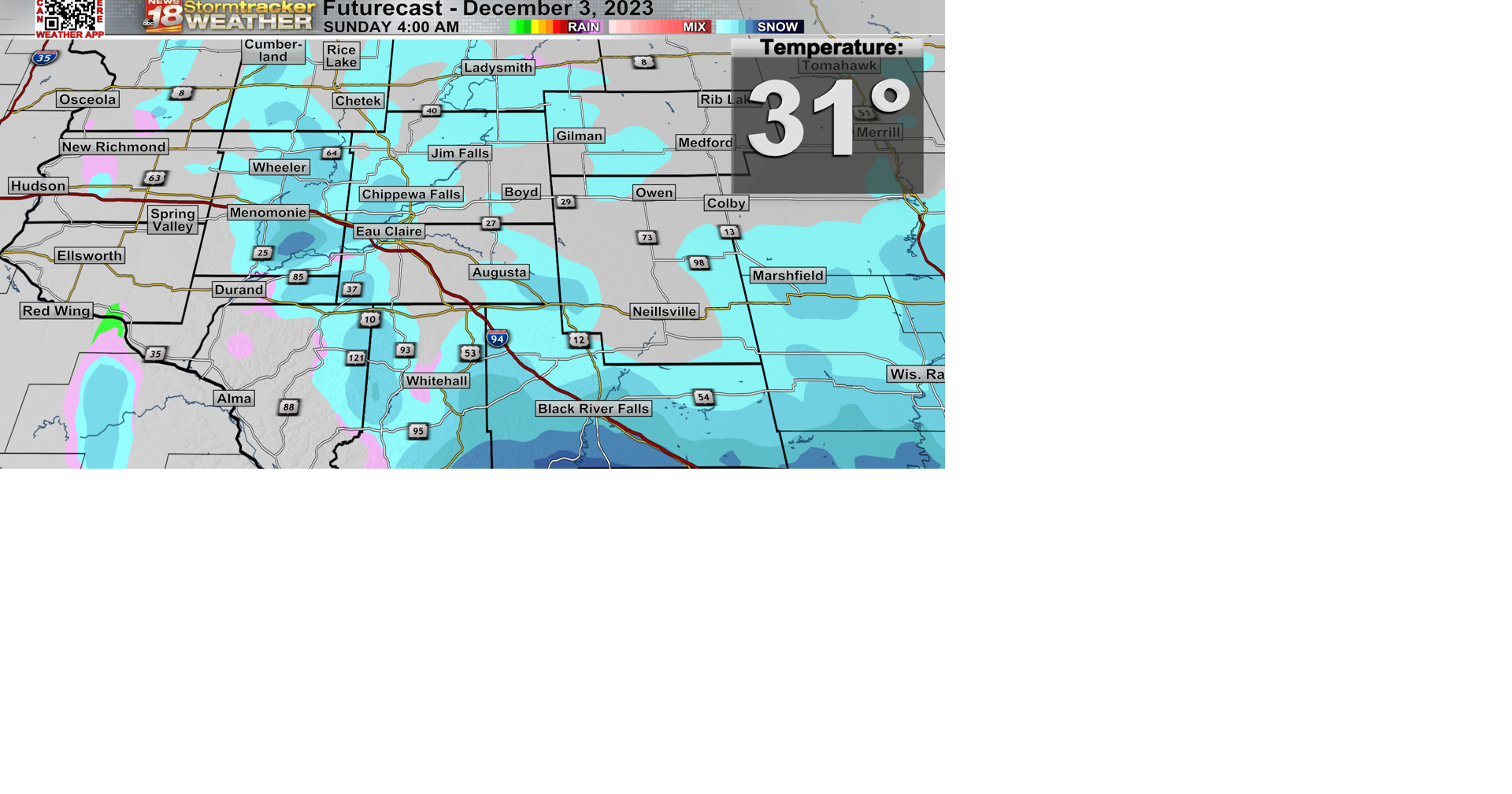 A few slick roads Sunday morning with snow showers | Top Stories | wqow.com