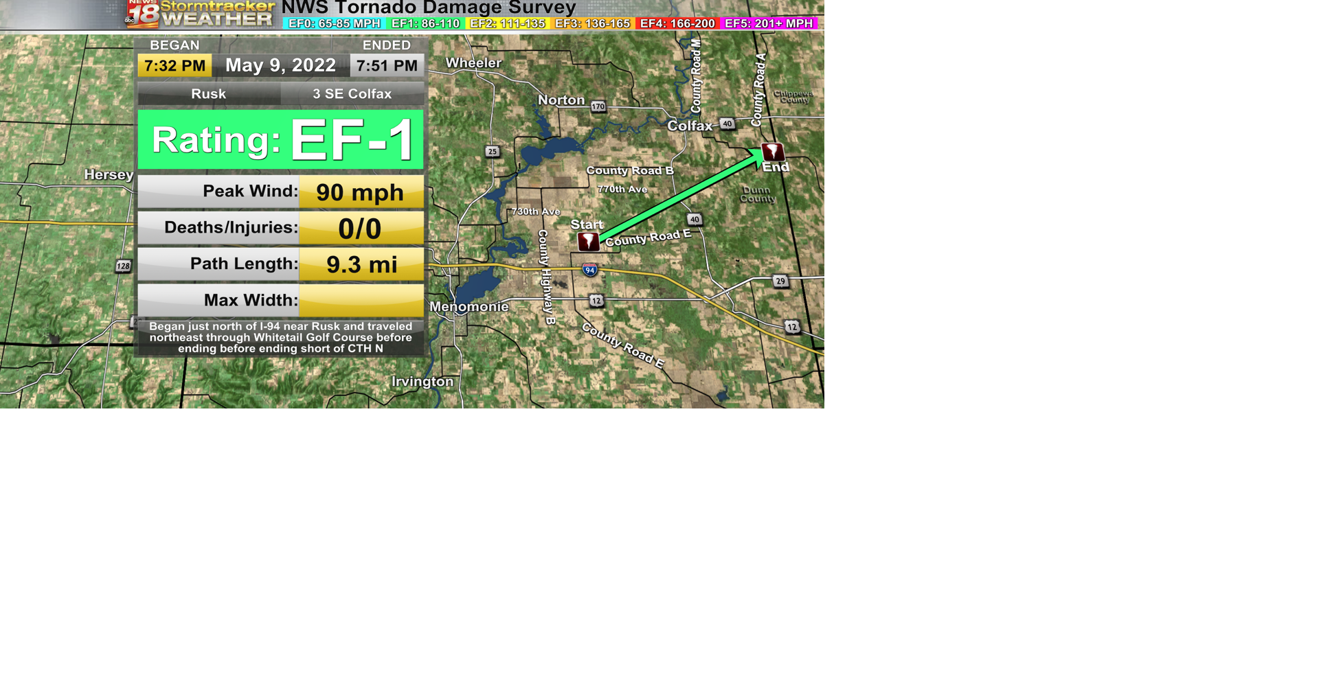 National Weather Service confirms an EF-1 tornado touched down Monday ...