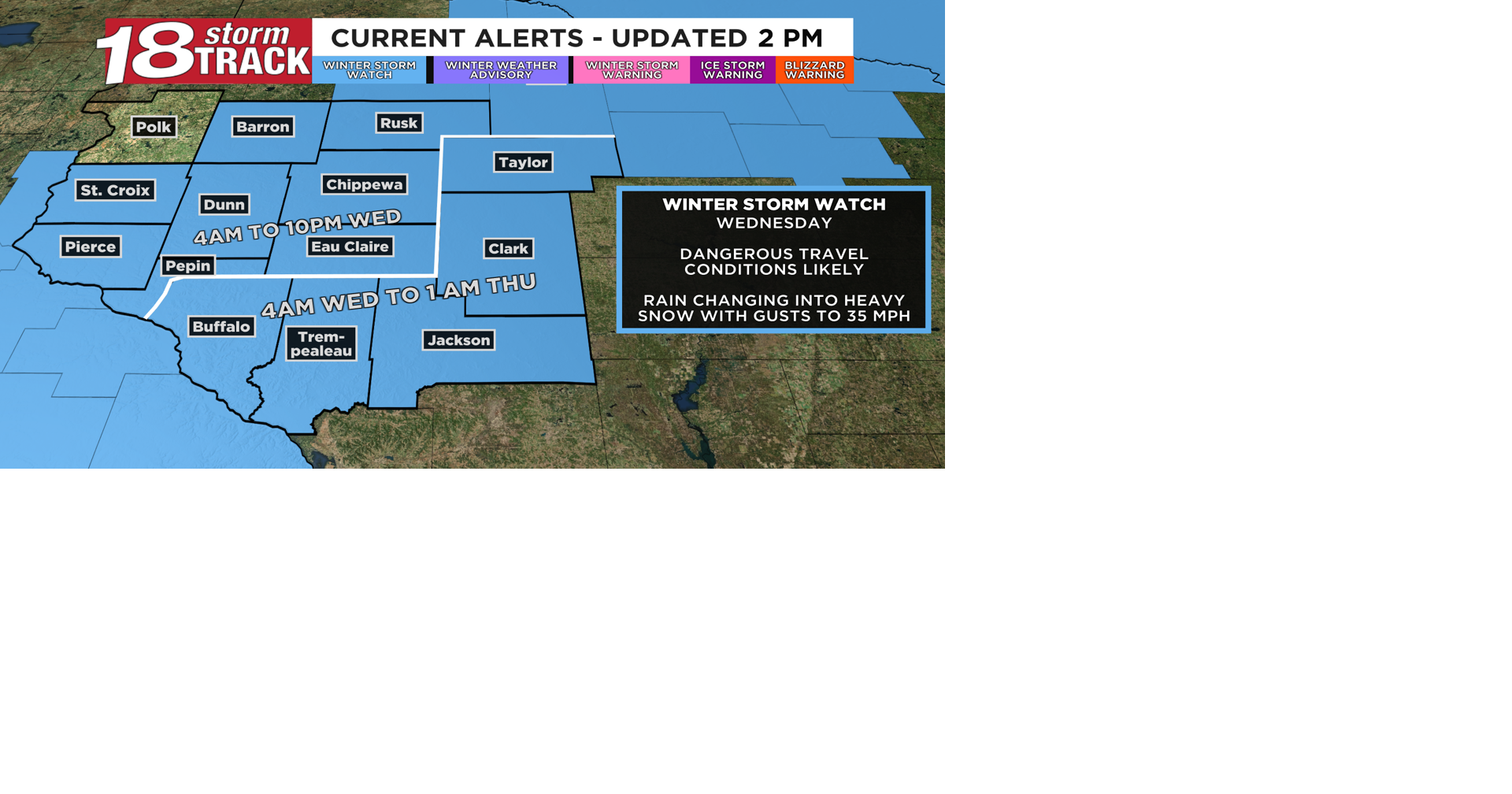 WINTER STORM WATCH in effect for Wednesday as rain will change into ...