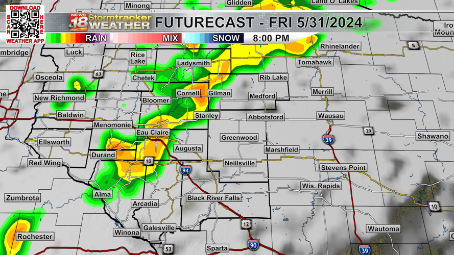 Eau Claire's precipitation remains above average with one more dry day
