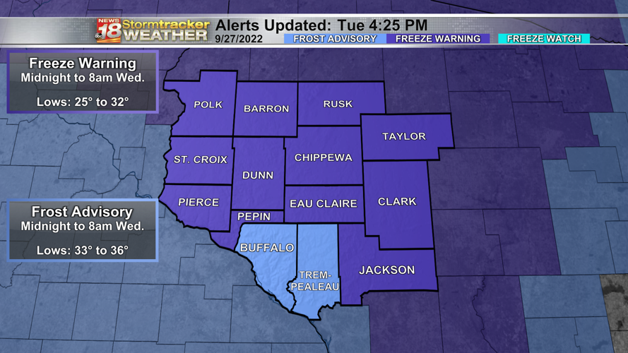 Freeze possible tonight in Chippewa Valley, hard freeze possible north