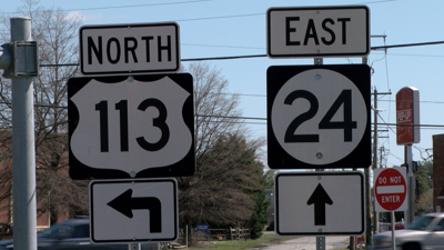 Route 113 and Route 24 signs