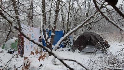 snowy tent