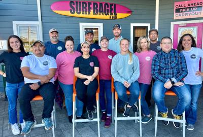 Surf Bagel is expanding under the leadership of Matt Patton, who was recently named vice president of the brand. Courtesy Surf Bagel.  Back row, left to right: DJ Forcucci, John Sapienza, Matt Patton and Guillermo Montalvo. Middle: Katie Frederick, Gail...