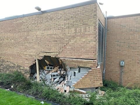 Rock River Valley Blood Center exterior after vehicle hit