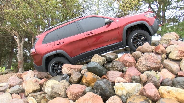Jeep on rocks